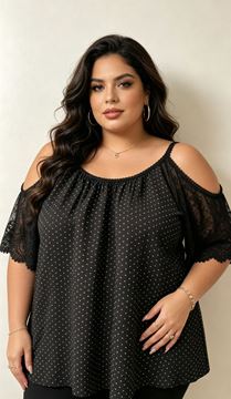 Picture of PLUS SIZE COLD SHOULDER TUNIC WITH LACE
